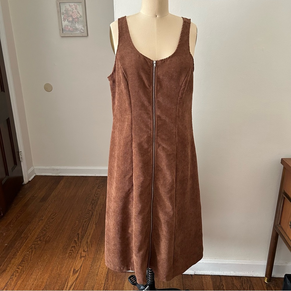 Retro Brown Corduroy Dress